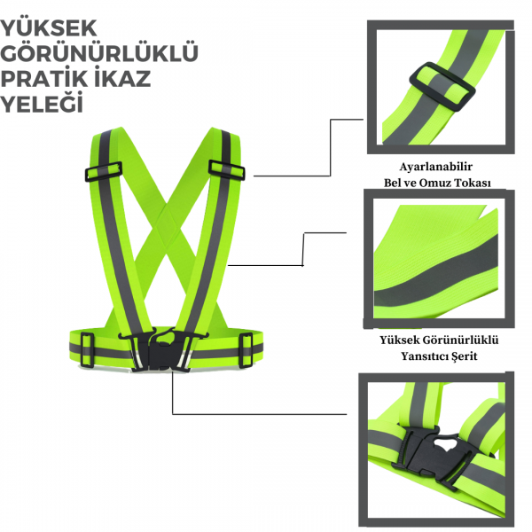 yüksek görünürlüklü pratik ikaz yeleği